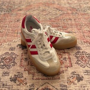 Adidas Samba White and Red Platform Shoes